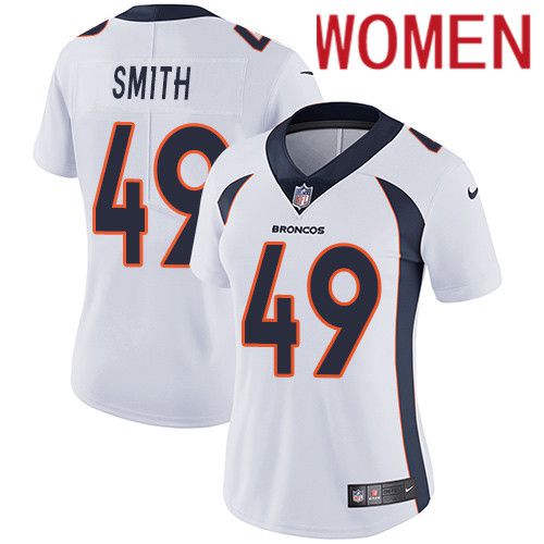 Women Denver Broncos #49 Dennis Smith White Nike Vapor Limited NFL Jersey->women nfl jersey->Women Jersey
